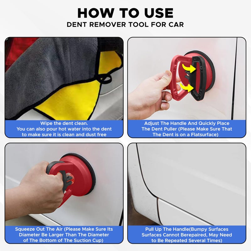 EcoNour Car Dent Puller - 3 Pack | 2 Small Dent Puller 1 Large| Paint Safe Dent Remover Tool for Car | Strong Grip Suction Cup for Car Dents, Glass, Tiles | Saca Golpes para Carros | Dent Popper Kit - Image 4